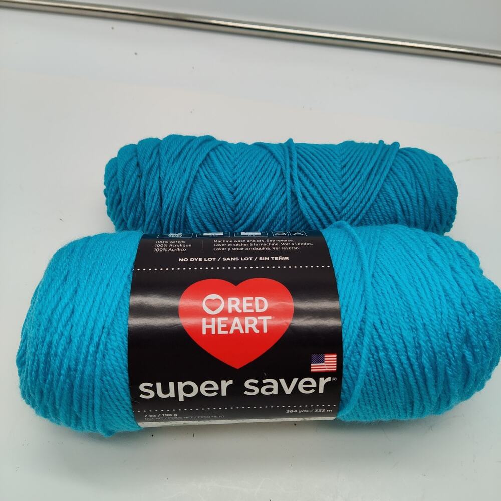1 1/2X Red Heart Super Saver Yarn 1+ Pack Turqua 7oz Knitting/Crochet New 4 Ply
